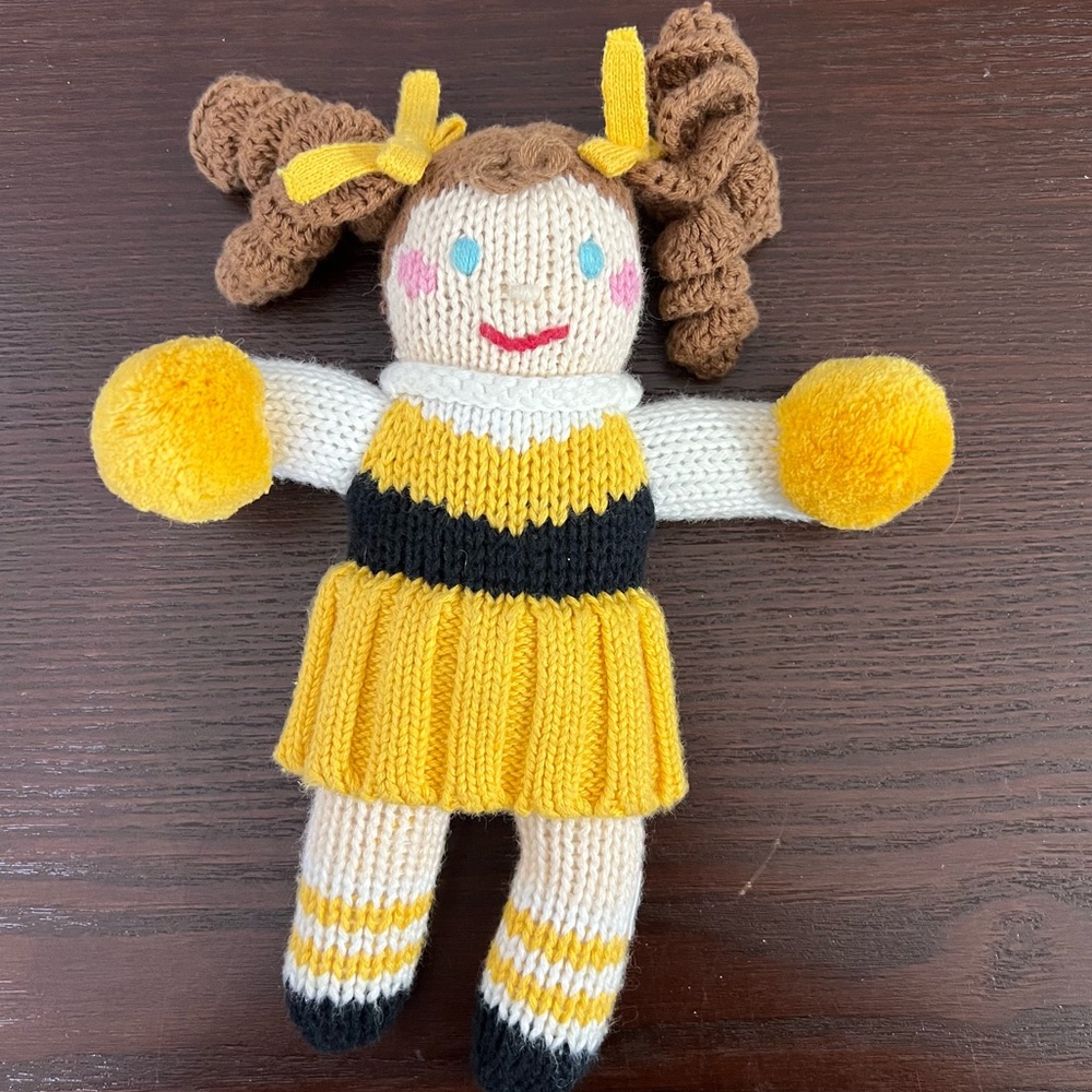 Zubels Hand-Knit Cheerleader Doll, All-Natural Fibers, Eco-Friendly, 8-Inch